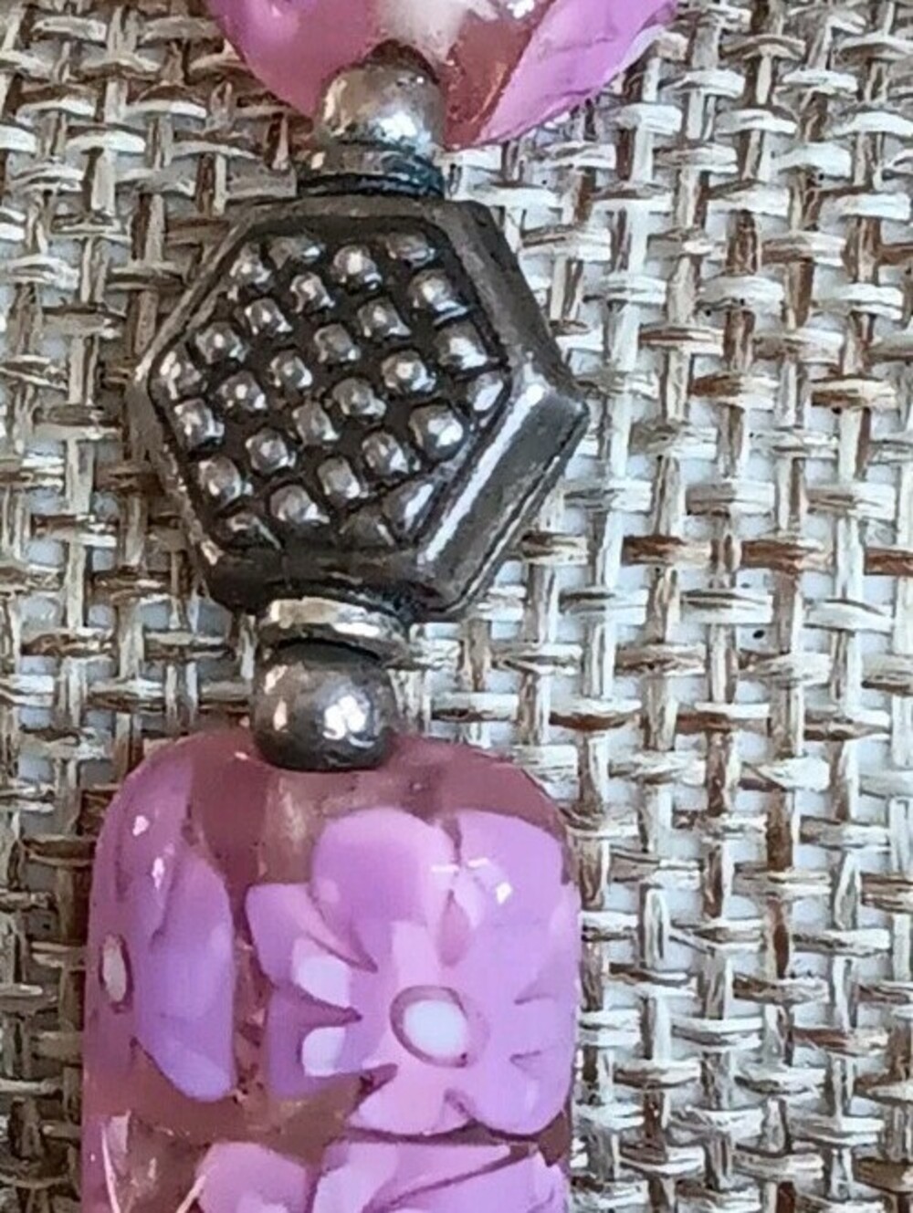 Artisan Made Art Glass Beaded Bracelet,  Pinks, 7, Toggle Clasp